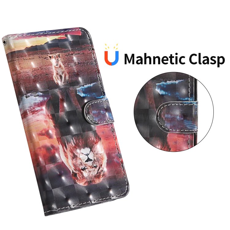 Light Spot Decor Patterned Cover Stand Leather Case for Samsung Galaxy A21 (European Version) - Lion-9