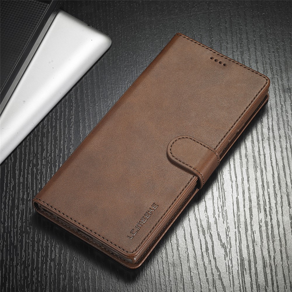 LC.IMEEKE Leather Wallet Stand Cover Cell Phone Case for Samsung Galaxy Note 20 - Coffee-14