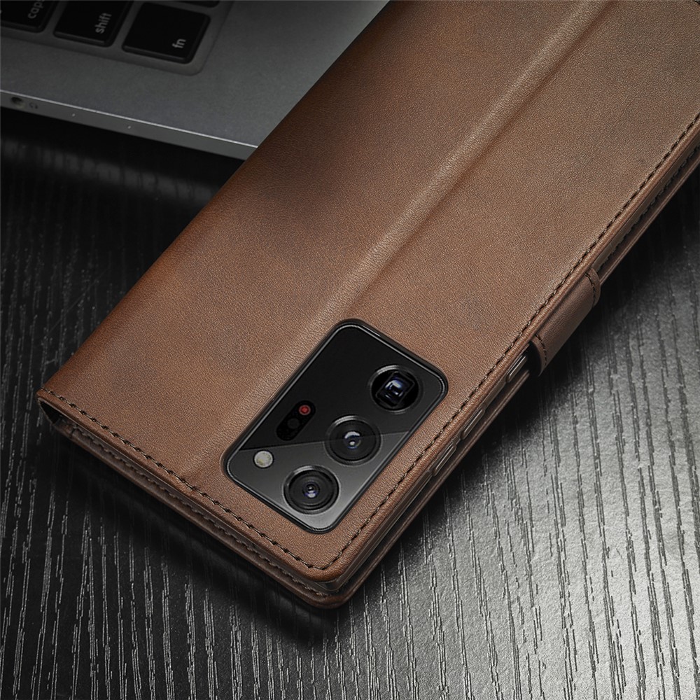 LC.IMEEKE Leather Wallet Stand Cover Cell Phone Case for Samsung Galaxy Note 20 - Coffee-15