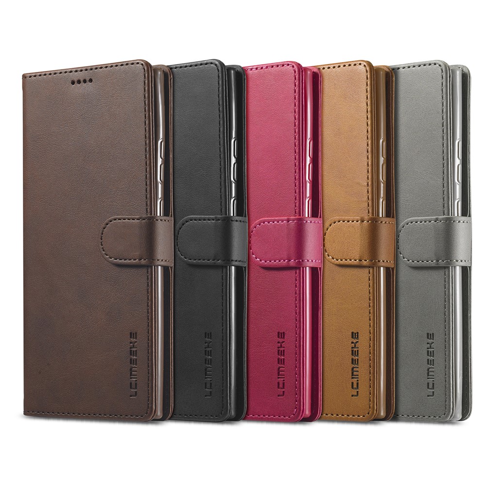LC.IMEEKE Leather Wallet Stand Cover Cell Phone Case for Samsung Galaxy Note 20 - Coffee-16