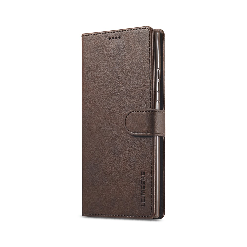 LC.IMEEKE Leather Wallet Stand Cover Cell Phone Case for Samsung Galaxy Note 20 - Coffee-2