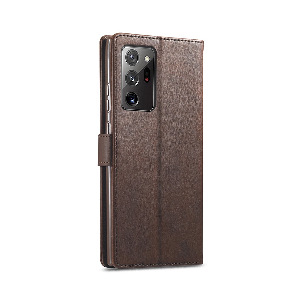 LC.IMEEKE Leather Wallet Stand Cover Cell Phone Case for Samsung Galaxy Note 20 - Coffee-3