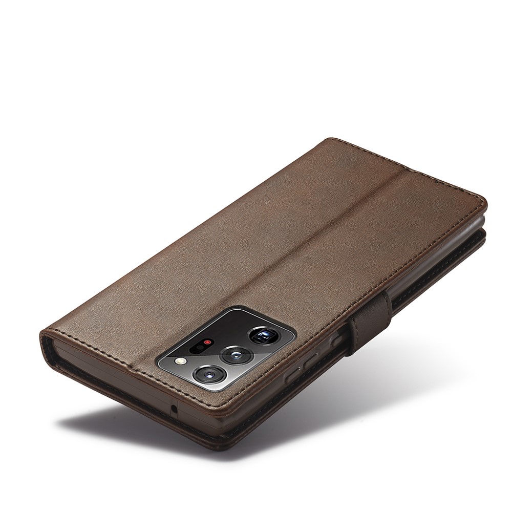 LC.IMEEKE Leather Wallet Stand Cover Cell Phone Case for Samsung Galaxy Note 20 - Coffee-6