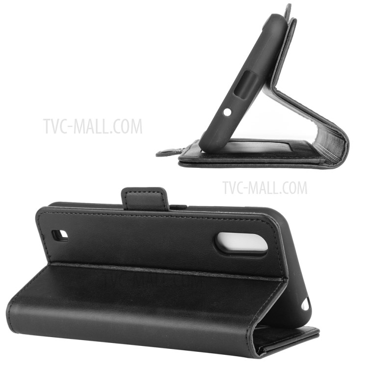 Double Clasp Flip Leather Wallet Stand Phone Cover for Samsung Galaxy M01 - Black-6