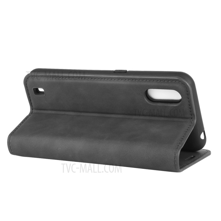 Silky Touch Leather Wallet Stand Case for Samsung Galaxy M01 - Black-4