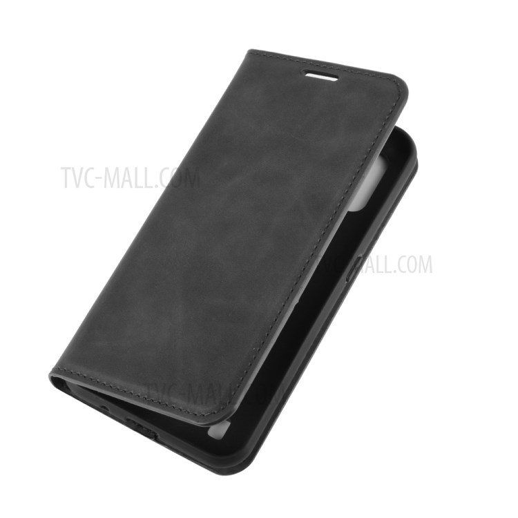 Silky Touch Leather Wallet Stand Case for Samsung Galaxy M01 - Black-7