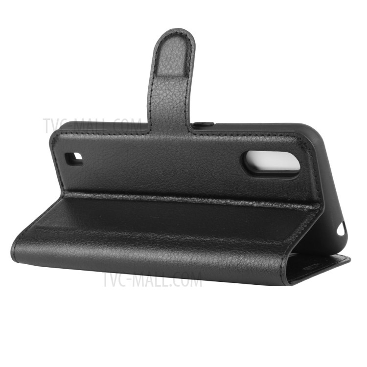 Litchi Texture Wallet Stand Leather Shell Cover for Samsung Galaxy M01 - Black-5