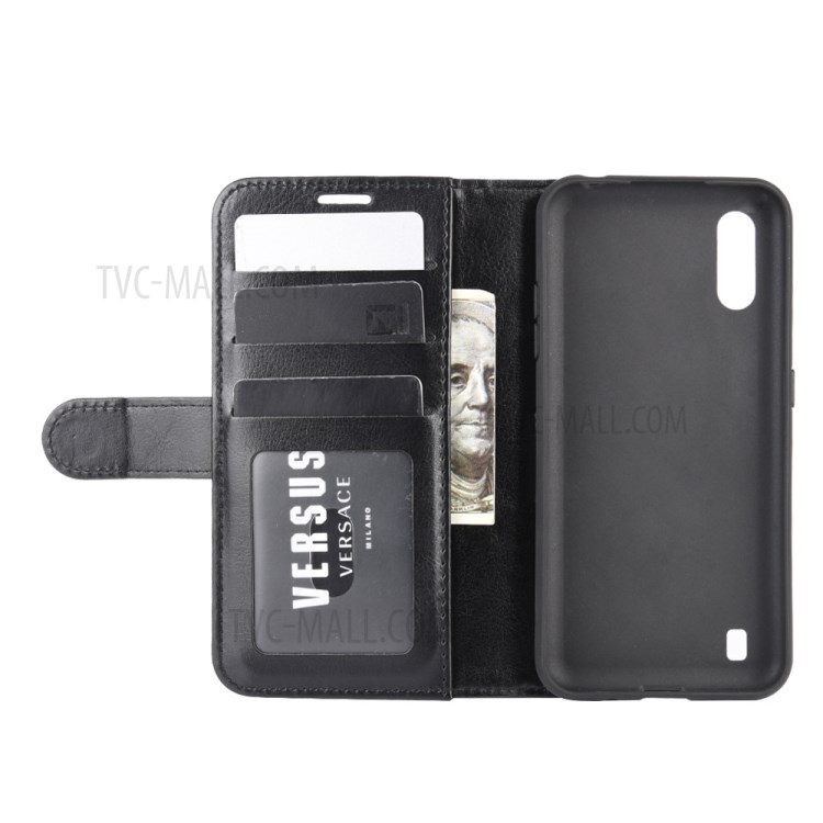 Crazy Horse Wallet Stand Leather Protective Case for Samsung Galaxy M01 - Black-5