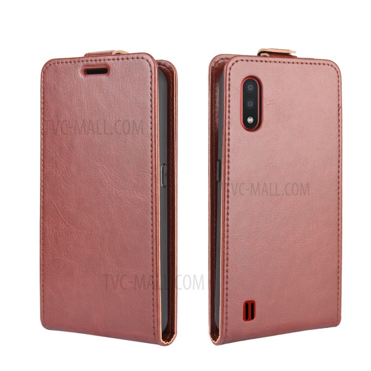 Crazy Horse Skin Leather Protective Cover for Samsung Galaxy M01 - Brown-2