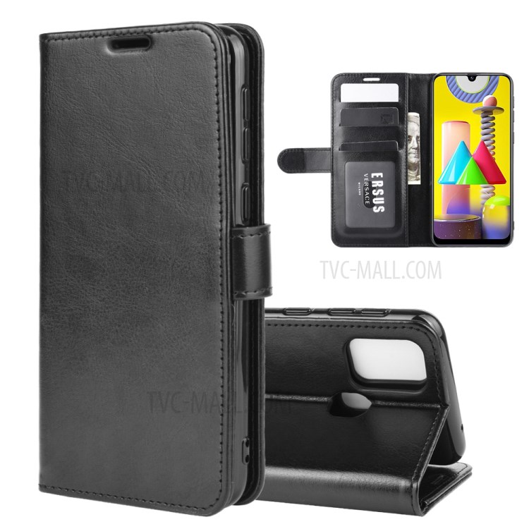 Crazy Horse Surface Leather Cell Phone Cover for Samsung Galaxy M31 - Black-2