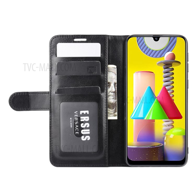 Crazy Horse Surface Leather Cell Phone Cover for Samsung Galaxy M31 - Black-6