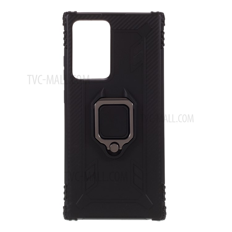 Finger Ring Kickstand TPU Protective Shell for Samsung Galaxy Note20/Note20 5G - Black-1