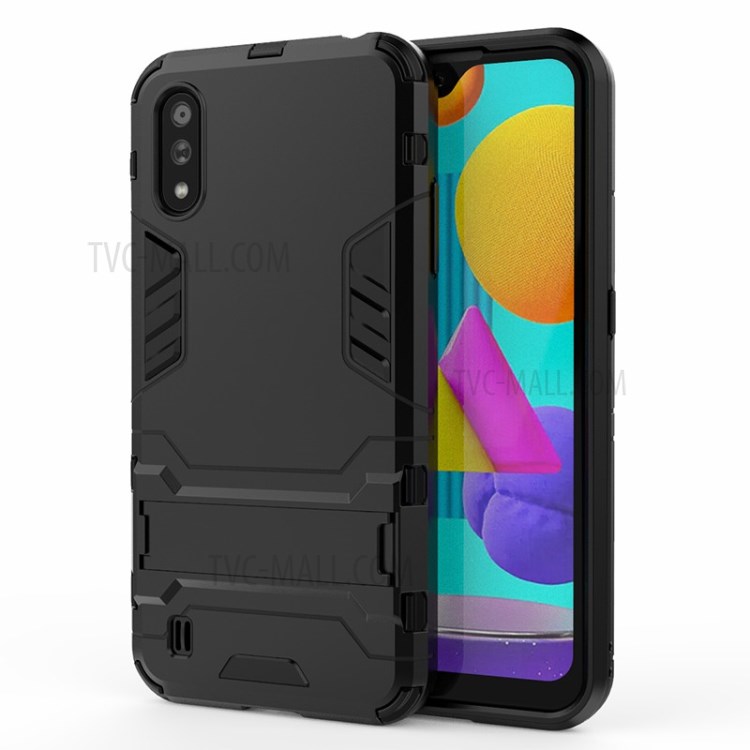 2-in-1 PC + TPU Phone Case with Kickstand for Samsung Galaxy M01 - Black-1