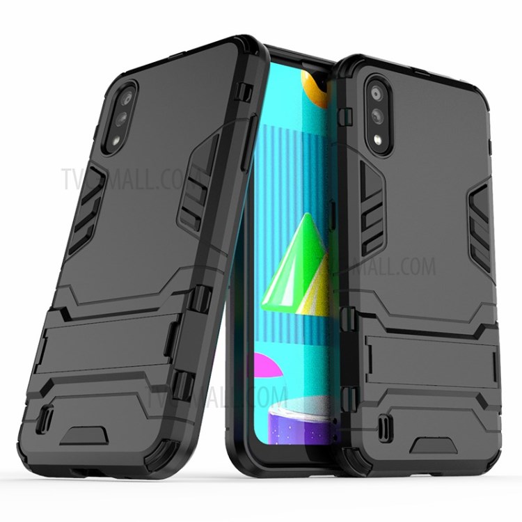 2-in-1 PC + TPU Phone Case with Kickstand for Samsung Galaxy M01 - Black-2