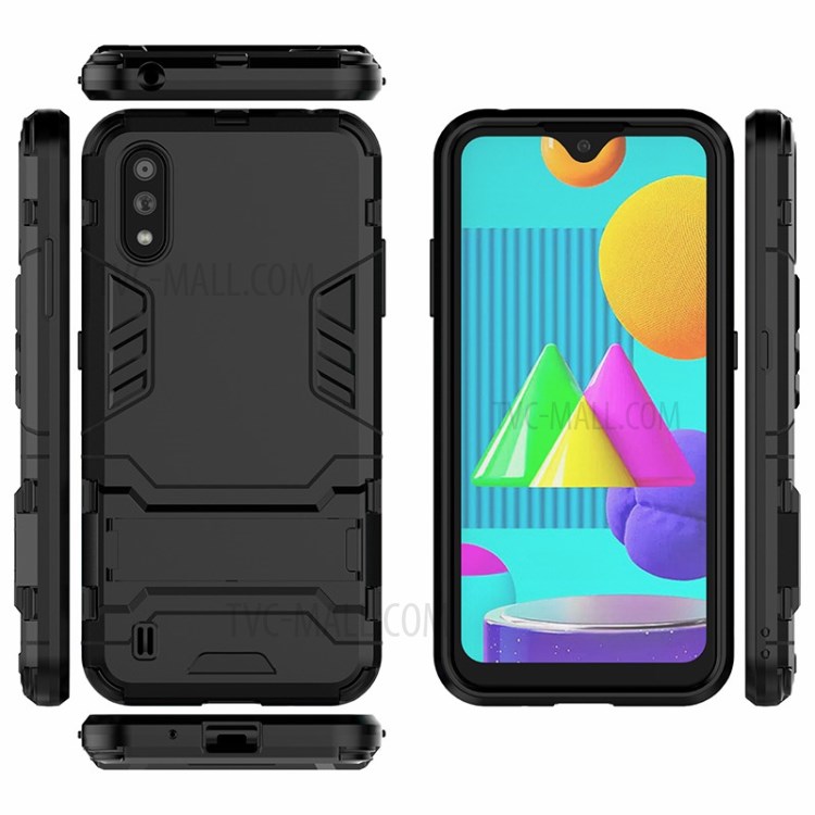2-in-1 PC + TPU Phone Case with Kickstand for Samsung Galaxy M01 - Black-3