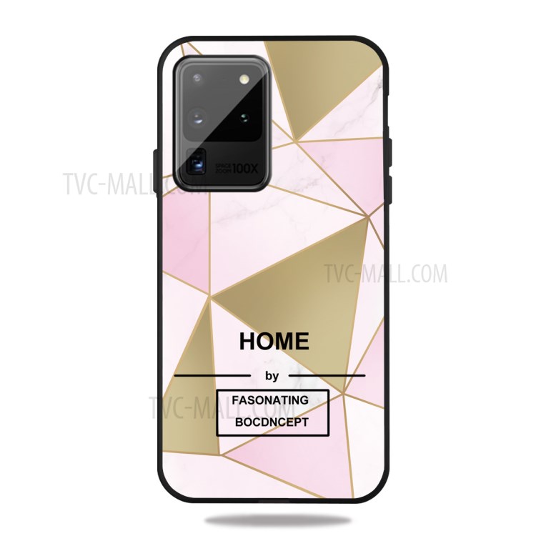 TPU Marble Surface Matte Black Shell for Samsung Galaxy Note 20 Plus/Note 20 Pro - Pink/Gold Triangle-1