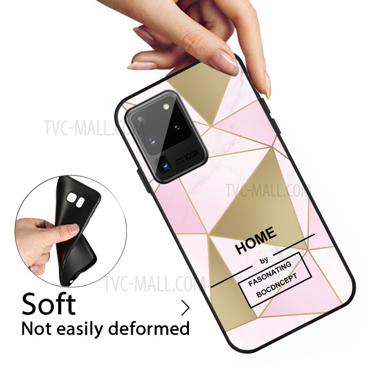 TPU Marble Surface Matte Black Shell for Samsung Galaxy Note 20 Plus/Note 20 Pro - Pink/Gold Triangle-3