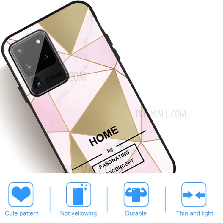 TPU Marble Surface Matte Black Shell for Samsung Galaxy Note 20 Plus/Note 20 Pro - Pink/Gold Triangle-5
