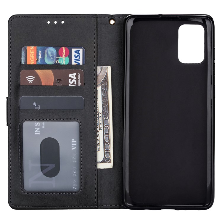 Zipper Pocket Leather Wallet Case for Samsung Galaxy A31 - Black-5