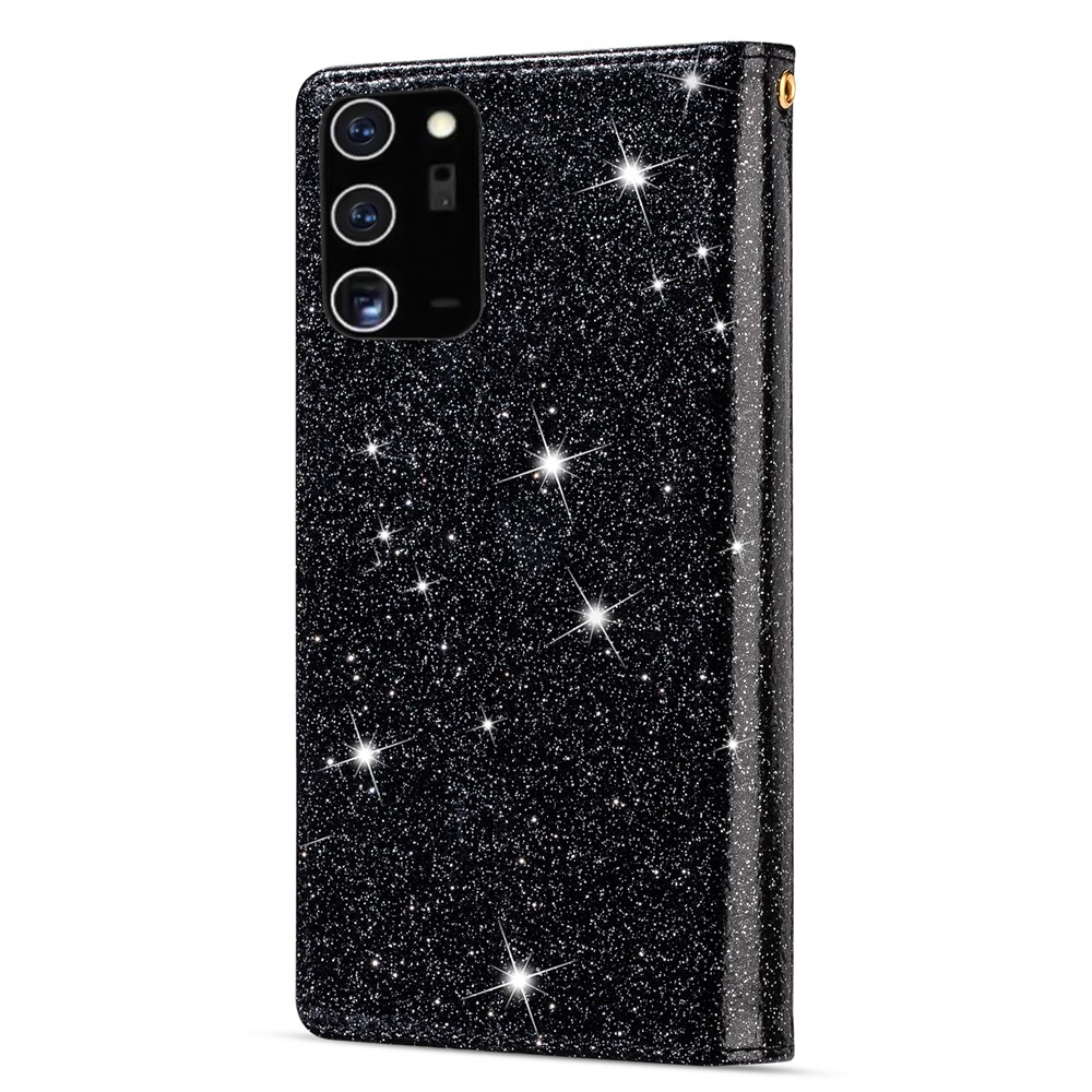 Glittery Starry Style Laser Carving Zipper Leather Case for Samsung Galaxy Note 20 Plus/Note 20 Pro - Black-10