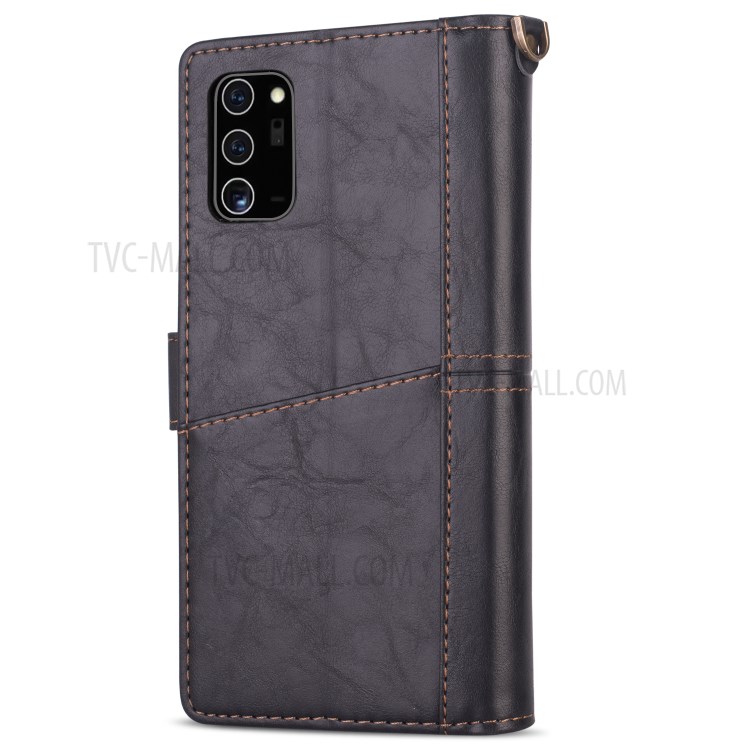 Retro Leather Wallet Cover with Strap for Samsung Galaxy Note20 Ultra/Note20 Ultra 5G - Black-4