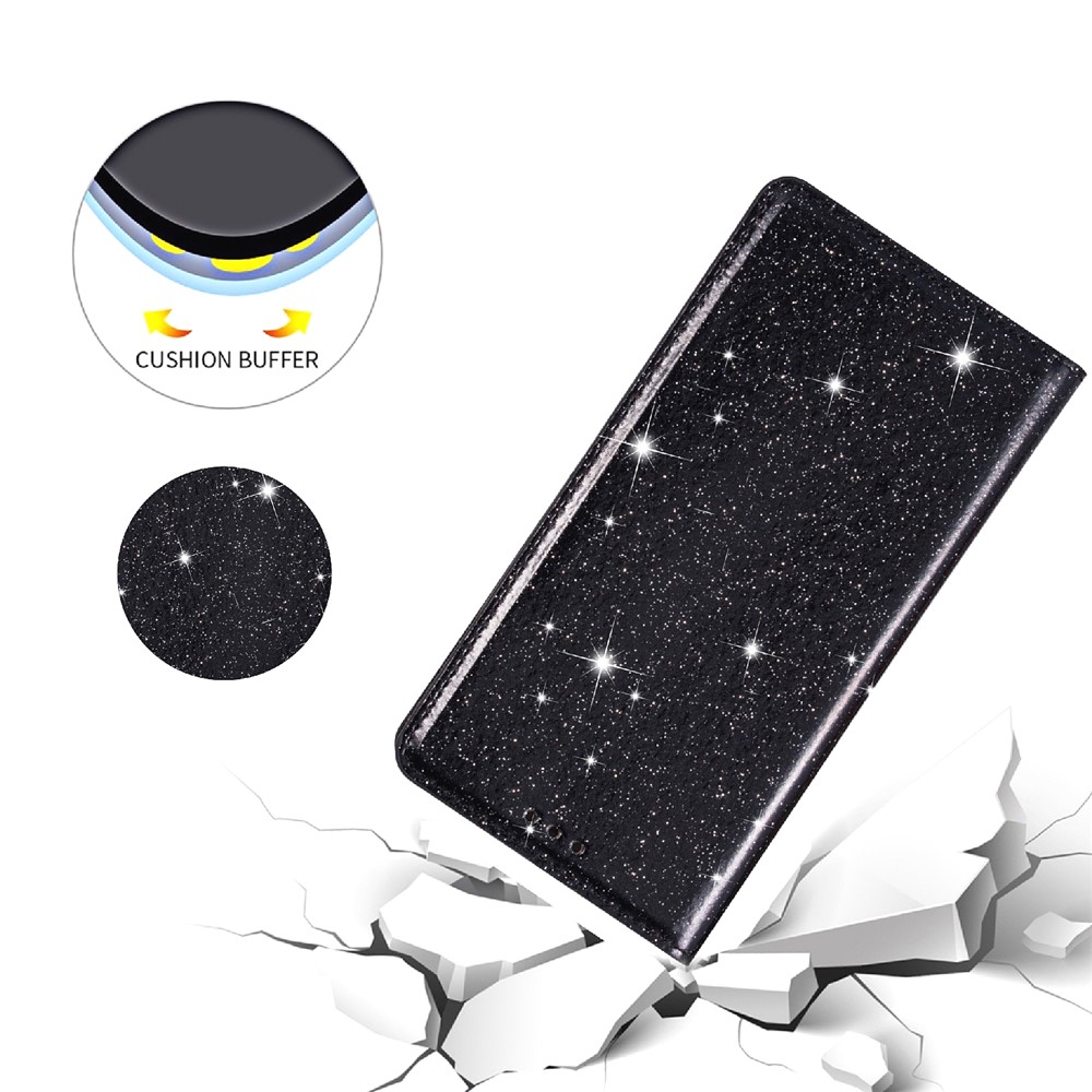 Flash Powder Leather Shell for Samsung Galaxy A31 - Black-8