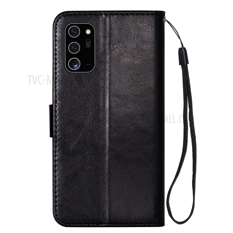 Solid Color Crazy Horse Skin Leather Cover for Samsung Galaxy Note 20 - Black-2