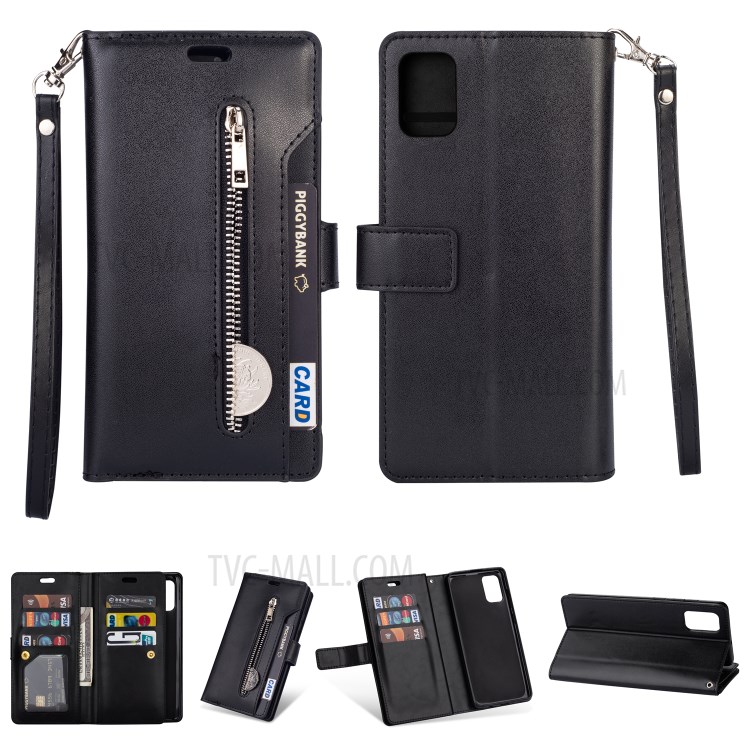 Multi-function Leather Wallet Stand Cover Case for Samsung Galaxy A71 5G SM-A716 - Black-1