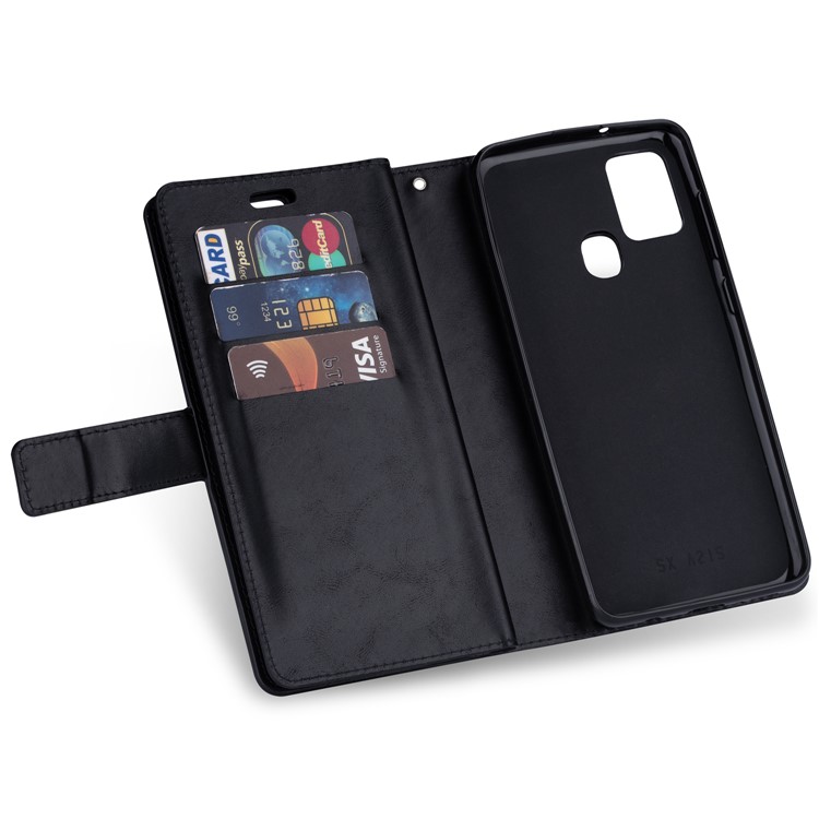 Multi-function Leather Wallet Stand Cover Case for Samsung Galaxy A21s - Black-3