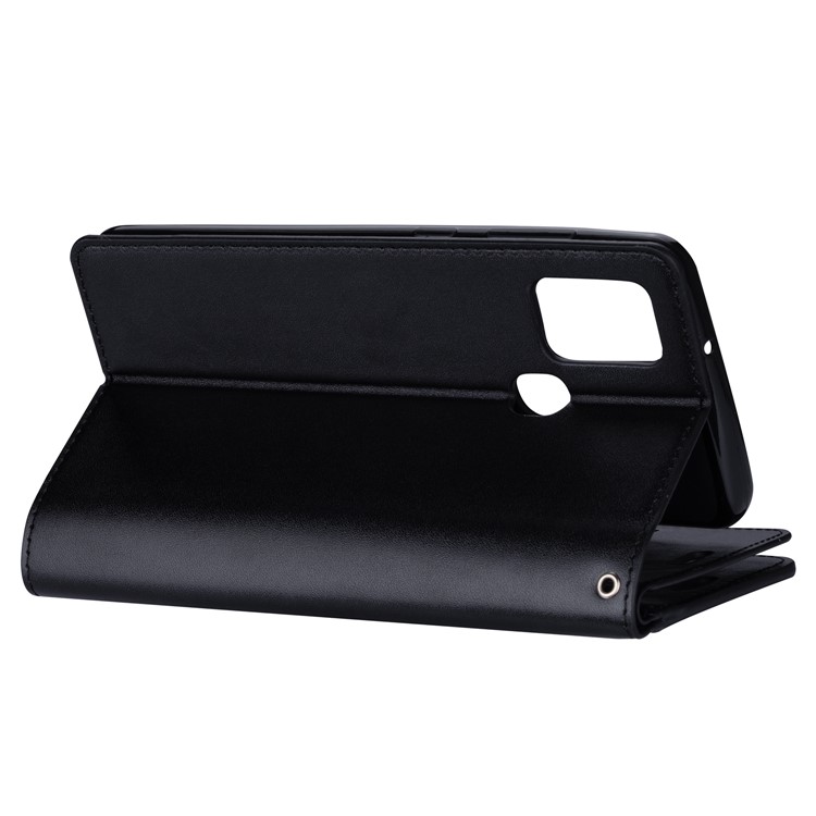 Multi-function Leather Wallet Stand Cover Case for Samsung Galaxy A21s - Black-4