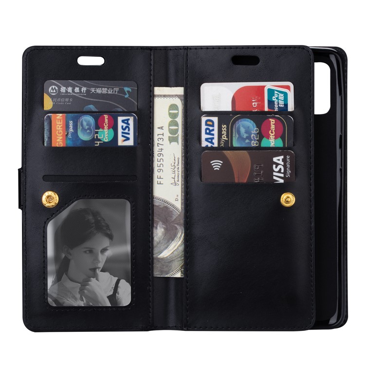Multi-function Leather Wallet Stand Cover Case for Samsung Galaxy A21s - Black-5