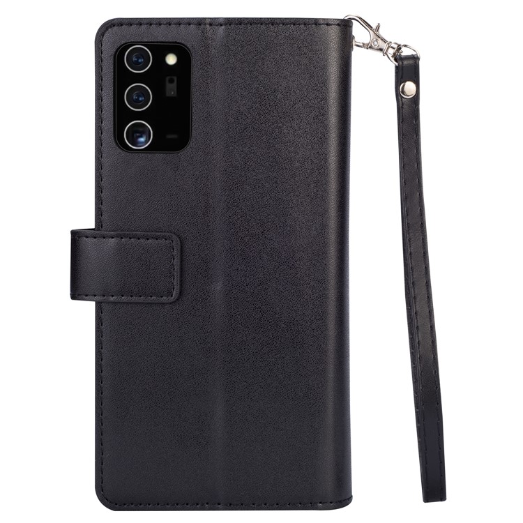 Multi-slot with Wallet Zippered Leather Cover for Samsung Galaxy Note 20 - Black-2