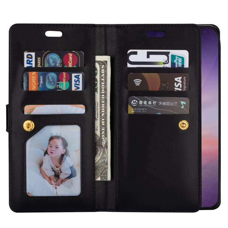 Multi-slot with Wallet Zippered Leather Cover for Samsung Galaxy Note 20 - Black-3