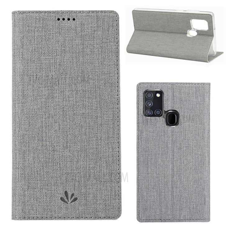 VILI DMX Style Auto-absorbed Leather Shell for Samsung Galaxy A21s - Grey-1