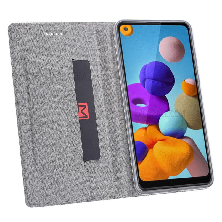 VILI DMX Style Auto-absorbed Leather Shell for Samsung Galaxy A21s - Grey-13
