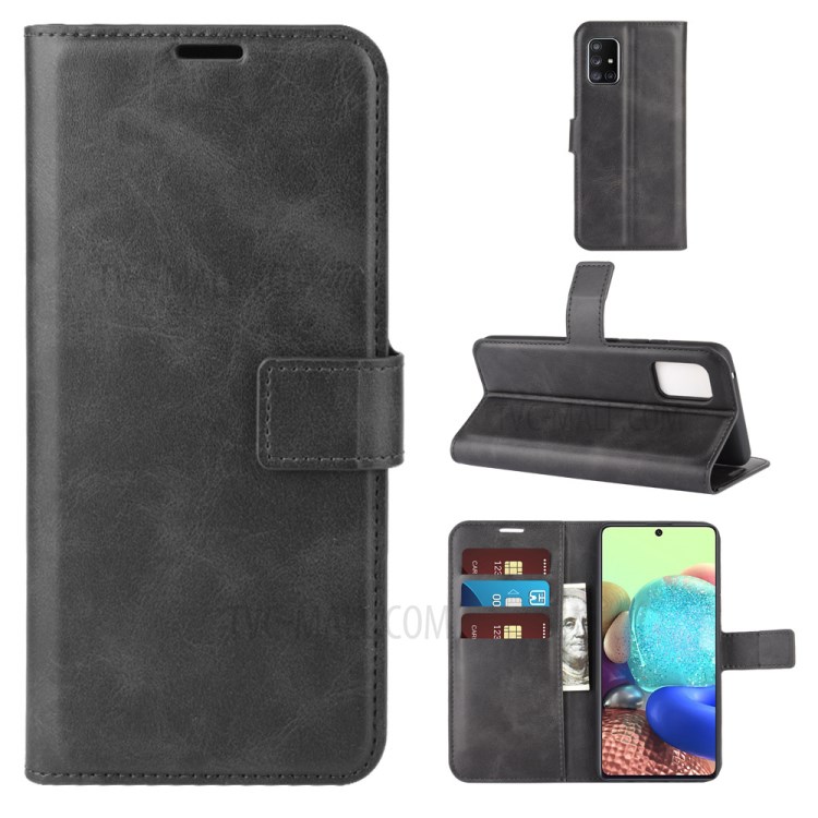 PU Leather Magnetic Wallet Mobile Phone Cover for Samsung Galaxy A51 5G SM-A516 - Black-1