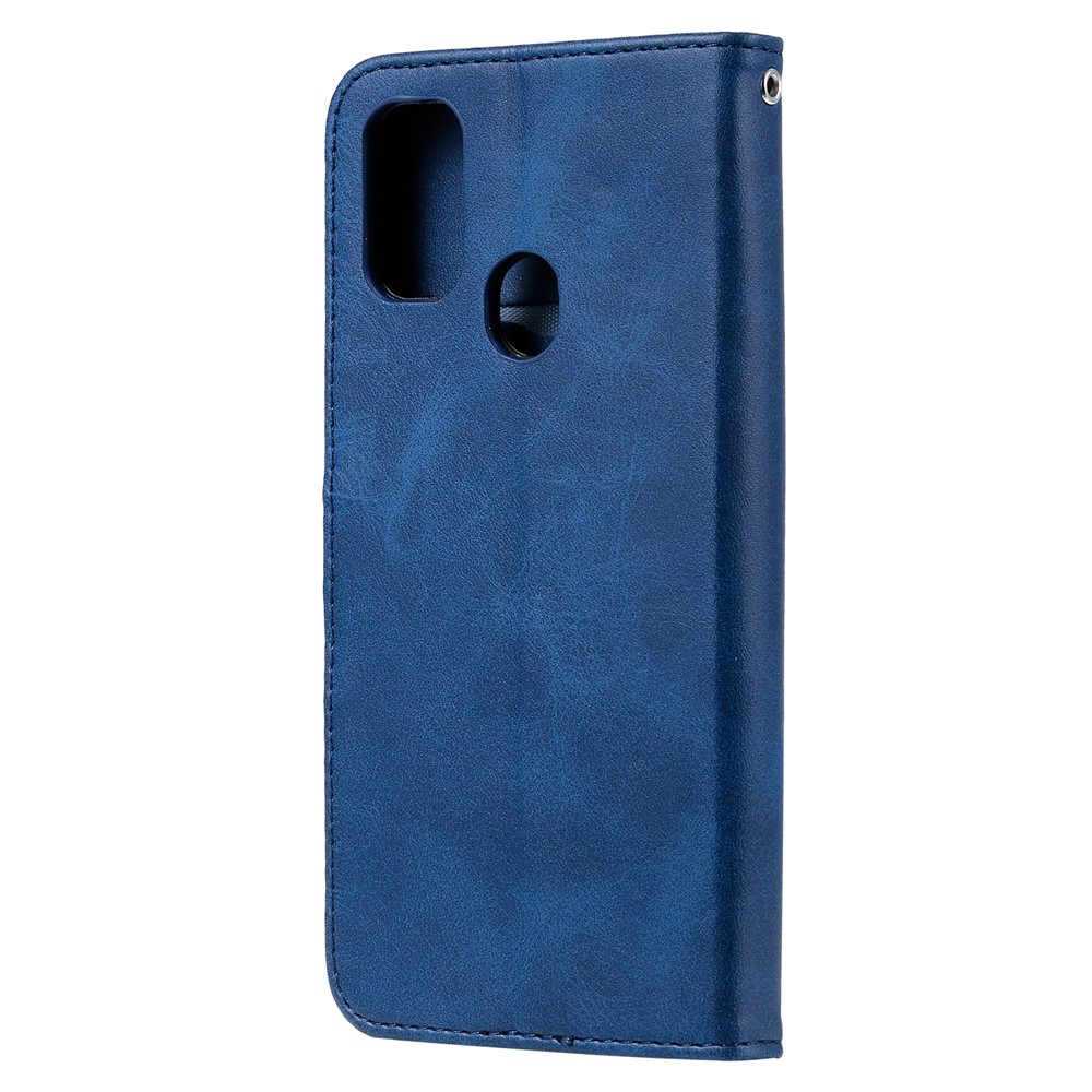 Zipper Pocket Leather Wallet Stand Case for Samsung Galaxy M21 / M30s - Blue-3