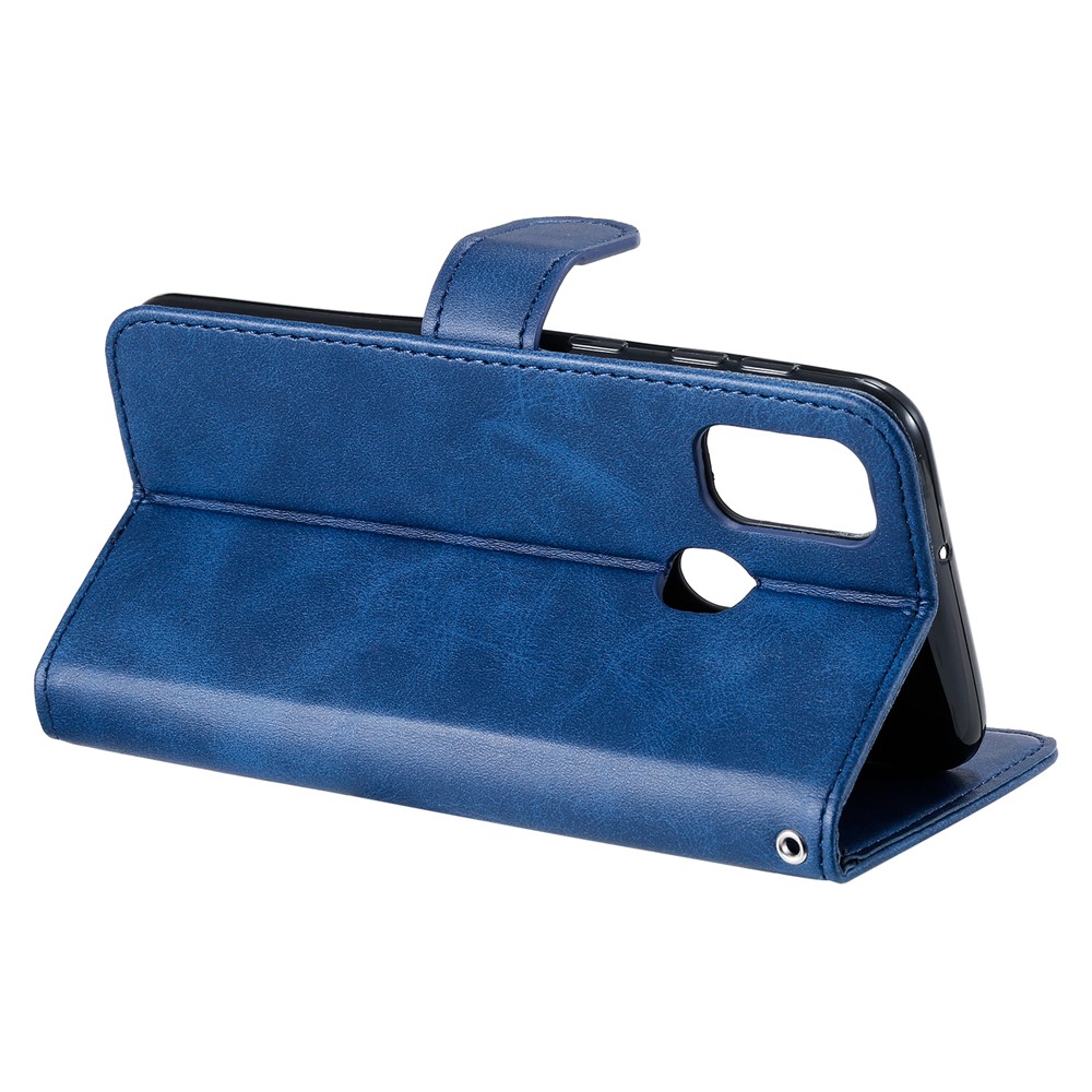 Zipper Pocket Leather Wallet Stand Case for Samsung Galaxy M21 / M30s - Blue-6