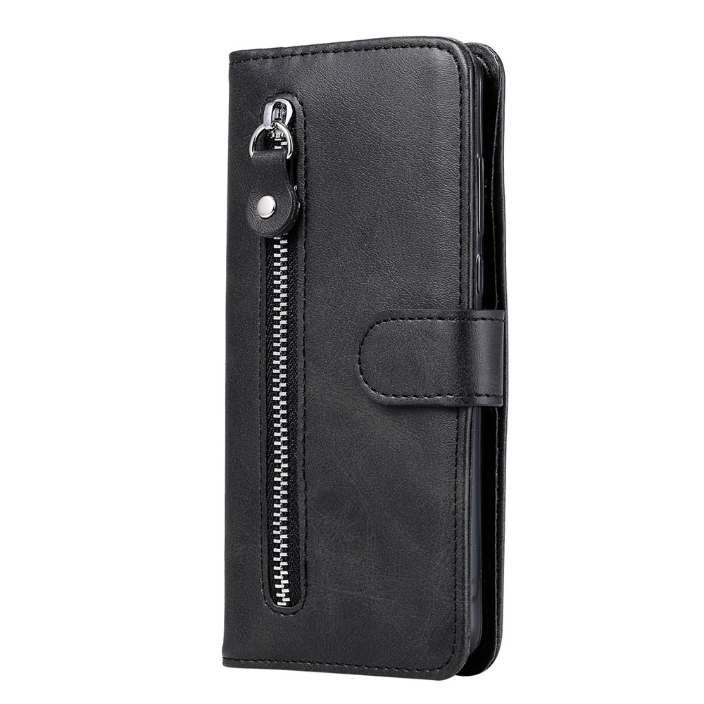 Zipper Pocket Leather Wallet Stand Case for Samsung Galaxy M31 - Black-3