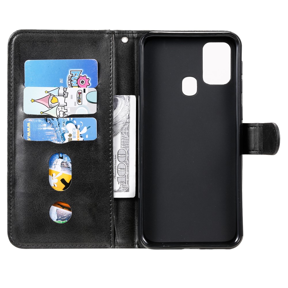 Zipper Pocket Leather Wallet Stand Case for Samsung Galaxy M31 - Black-5