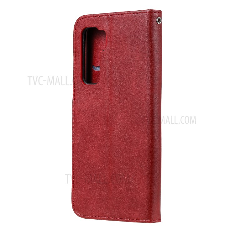 Zipper Pocket Wallet Leather Stand Case for Huawei P40 Lite 5G/nova 7 SE - Red-4