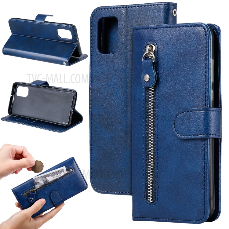 Bolso Com Zíper PU Carteira De Couro Da Tampa Do Telefone Caso Suporte Para Samsung Galaxy A31 - Vermelho-15