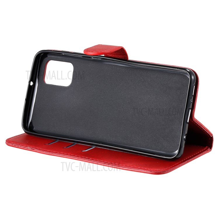 Bolso Com Zíper PU Carteira De Couro Da Tampa Do Telefone Caso Suporte Para Samsung Galaxy A31 - Vermelho-7