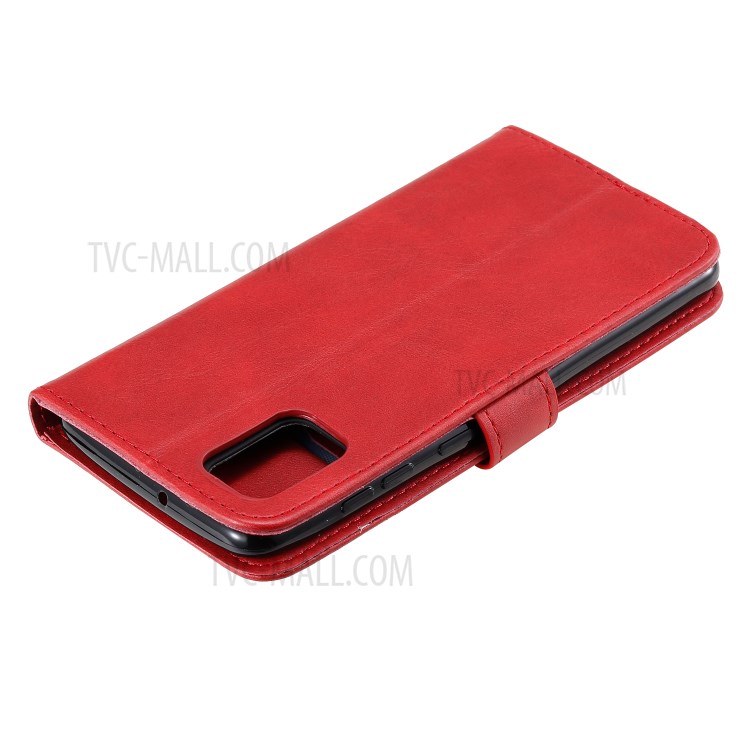 Bolso Com Zíper PU Carteira De Couro Da Tampa Do Telefone Caso Suporte Para Samsung Galaxy A31 - Vermelho-9