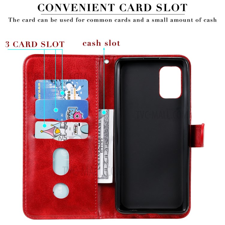 Zipper Pocket PU Leather Wallet Case Stand Phone Cover for Samsung Galaxy A71 5G SM-A716 - Red-13