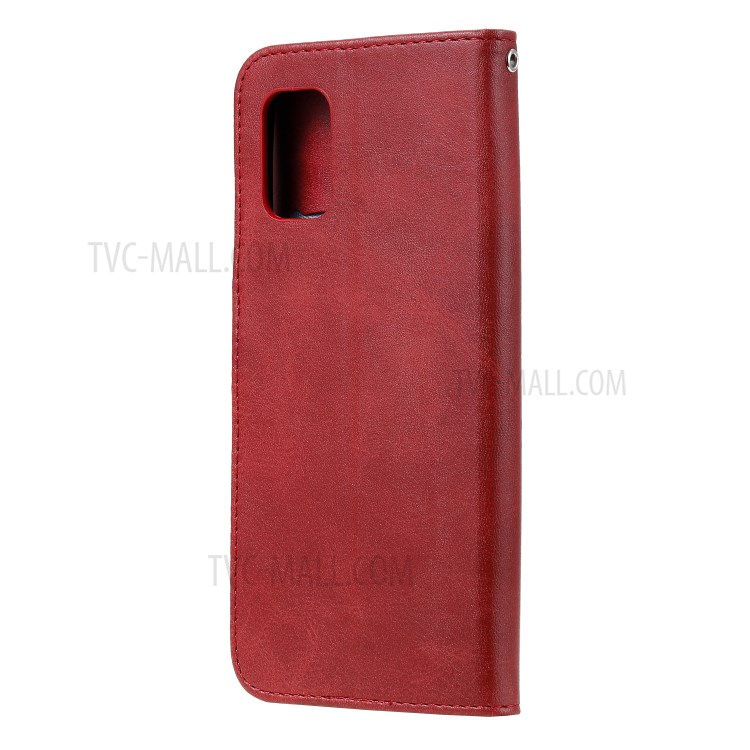 Zipper Pocket PU Leather Wallet Case Stand Phone Cover for Samsung Galaxy A71 5G SM-A716 - Red-4