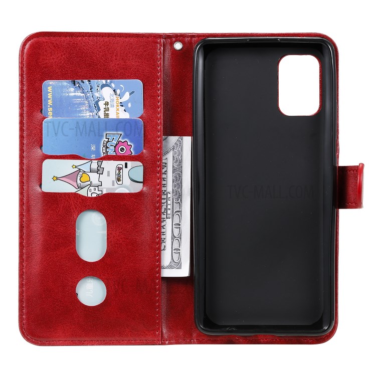 Zipper Pocket PU Leather Wallet Case Stand Phone Cover for Samsung Galaxy A71 5G SM-A716 - Red-5
