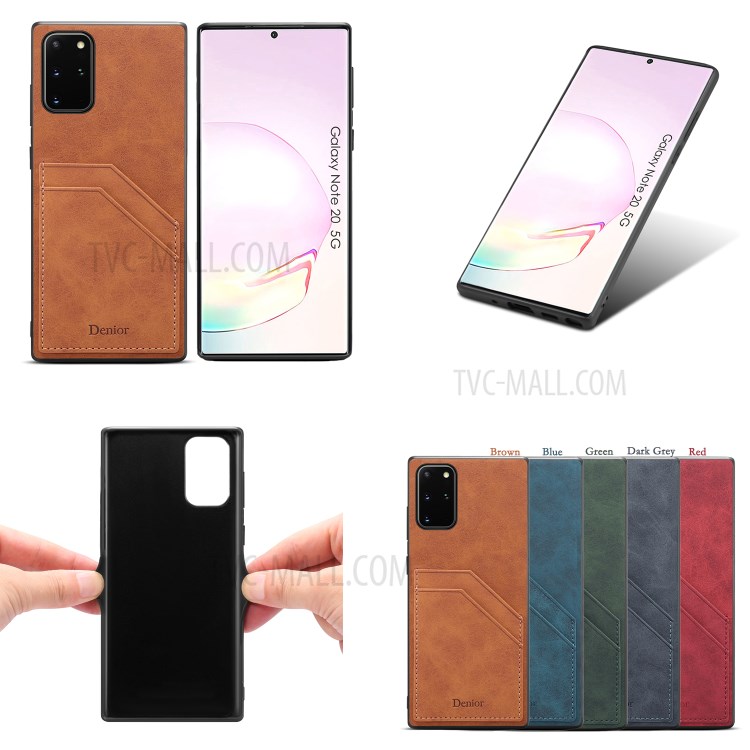 Double Card Slots PU Leather Coated TPU Case for Samsung Galaxy Note20 Ultra/Note20 Ultra 5G - Brown-3