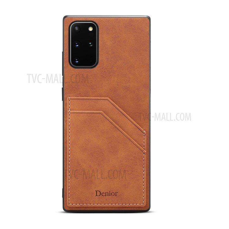 Double Card Slots PU Leather Coated TPU Case for Samsung Galaxy Note20 Ultra/Note20 Ultra 5G - Brown-4