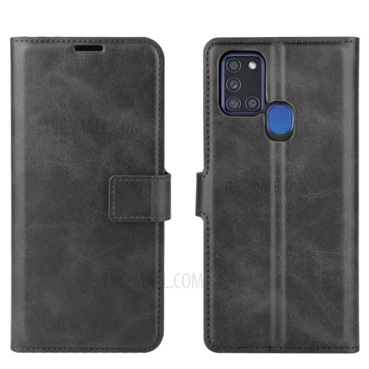 Wallet Leather Stand Case for Samsung Galaxy A21s - Black-9